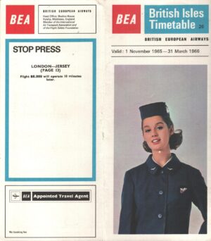 BEA British European Airways Flight - British Isles Timetable n. 26 - Winter 1965-1966 - NON COMPLETO!!!!