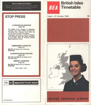 BEA British European Airways Flight - British Isles Timetable n. 28 - Summer 1966 - NON COMPLETO!!!!