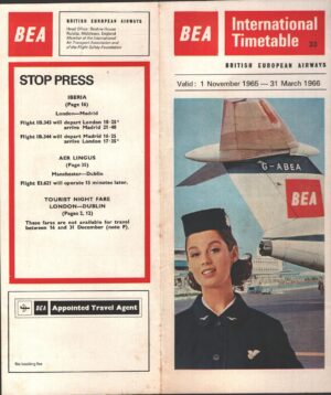 BEA British European Airways Flight - International Timetable n. 33 - Winter 1965-1966 - NON COMPLETO!!!!
