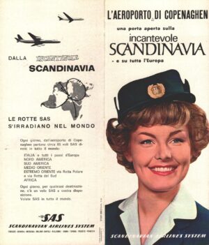SAS Scandinavian Airlines Flight - Brochure Depliant Pubblicità Vintage (anni '60-'70)