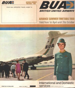 BUA British United Airways Flight - Summer Timetable 1968 - NON COMPLETO!!!!