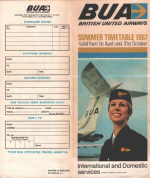 BUA British United Airways Flight - Summer Timetable 1967 - NON COMPLETO!!!!
