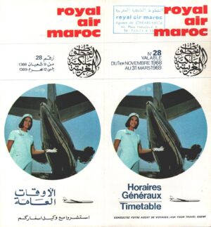 Royal Air Maroc Flight - Horaires Generaux n. 28 - Timetable Winter 1969 - NON COMPLETO!!!!