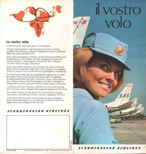 SAS Scandinavian Airlines Flight - Brochure Depliant Pubblicità Vintage 1969 - Il Vostro Volo