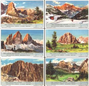 Figurine Liebig - Serie n. 1664 Completa (6 figurine) - Cime classiche delle Dolomiti - Edizione Italiana 1957