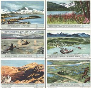 Figurine Liebig - Serie n. 1670 Completa (6 figurine) - Paesaggi dell'Alaska - Edizione Italiana 1957