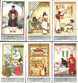 Figurine Liebig - Serie n. 1685 Completa (6 figurine) - Il costume del medico attraverso i tempi - Edizione Italiana 1958