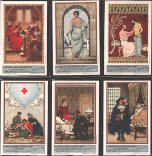Figurine Liebig - Serie n. 1757 Completa (6 figurine) - Il costume del medico attraverso i tempi - Edizione Italiana 1961