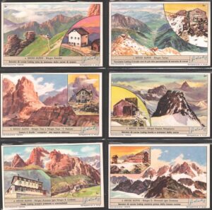 Figurine Liebig - Serie n. 1763 Completa (6 figurine) - Rifugi Alpini - Edizione Italiana 1961