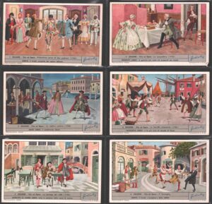 Figurine Liebig - Serie n. 1791 Completa (6 figurine) - Goldoni Vita ed Opere - Edizione Italiana 1963