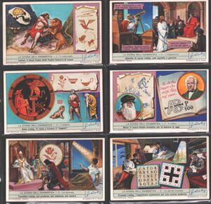 Figurine Liebig - Serie n. 1793 Completa (6 figurine) - La storia dell'enigmistica - Edizione Italiana 1963