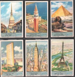 Figurine Liebig - Serie n. 1800 Completa (6 figurine) - Le costruzioni più alte del mondo - Edizione Italiana 1964