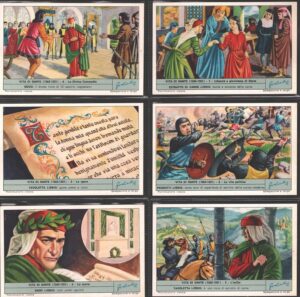 Figurine Liebig - Serie n. 1810 Completa (6 figurine) - Vita di Dante (1265-1321) - Edizione Italiana 1965