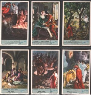 Figurine Liebig - Serie n. 1811 Completa (6 figurine) - L'Inferno (Dante, Divina Commedia) - Edizione Italiana 1965