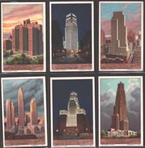 Figurine Liebig - Serie n. 1317 Completa (6 figurine) - Grattacieli Americani - Edizione Italiana 1936