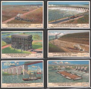 Figurine Liebig - Serie n. 1319 Completa (6 figurine) - Lavori giganteschi dell'Europa Moderna - Edizione Italiana 1935