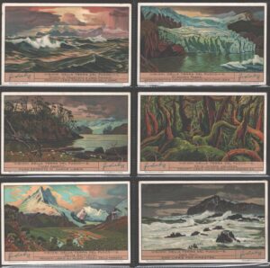 Figurine Liebig - Serie n. 1324 Completa (6 figurine) - Visioni della Terra del Fuoco - Edizione Italiana 1935