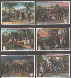Figurine Liebig - Serie n. 665 Completa (6 figurine) - Coutumes de Paques - Edizione Belga 1901