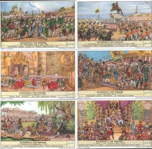 Figurine Liebig - Serie n. 1587 Completa (6 figurine) - Katharina II Van Rusland - Edizione Fiamminga 1954