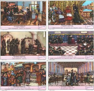 Figurine Liebig - Serie n. 1599 Completa (6 figurine) - Francois Rabelais - Edizione Fiamminga 1954