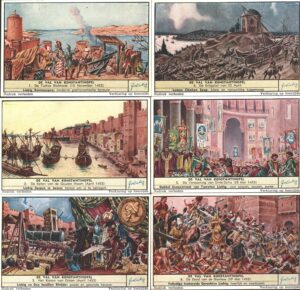 Figurine Liebig - Serie n. 1589 Completa (6 figurine) - De val van Konstantinopel - Edizione Fiamminga 1954