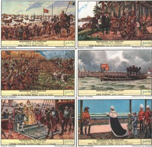 Figurine Liebig - Serie n. 1631 Completa (6 figurine) - Geschiedenis Van Engeland - Edizione Fiamminga 1955