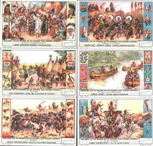 Figurine Liebig - Serie n. 1641 Completa (6 figurine) - Indianen uit de prairie en de bossen Van Noord Amerika - Edizione Fiamminga