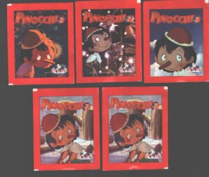 Pinocchio - Lotto 5 bustine di figurine (varie immagini anteriori) ed. Mondo Licensing 2002