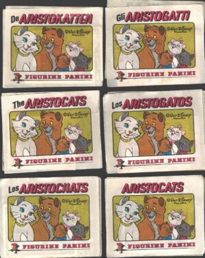 Gli Aristogatti (Disney) - Lotto 6 bustine di figurine (Versione Internazionale) ed. Panini 1979