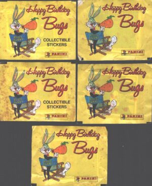 Happy Birthday Bugs Bunny - Lotto 5 bustine di figurine ed. Panini 1990
