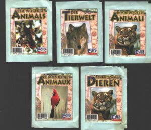 Il mondo degli animali - Lotto 5 bustine di figurine (Versione Internazionale) ed. Edis 1995