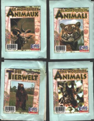 Il mondo degli animali - Lotto 4 bustine di figurine (Versione Internazionale) ed. Edis 1995