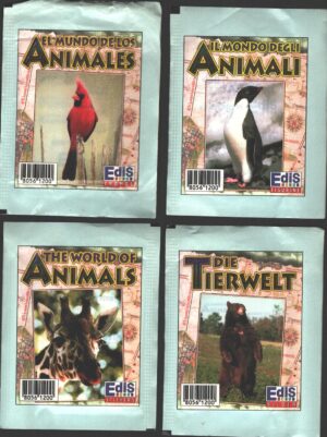 Il mondo degli animali - Lotto 4 bustine di figurine (Versione Internazionale) ed. Edis 1995