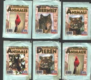 Il mondo degli animali - Lotto 6 bustine di figurine (Versione Internazionale) ed. Edis 1995