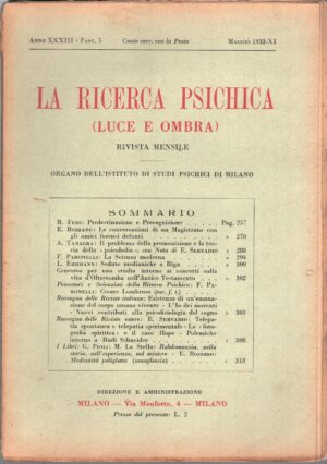 La ricerca psichica (luce e ombra) Anno XXXIII - Fascicolo 5 - Maggio 1933 ed. Istituto di Studi Psichici