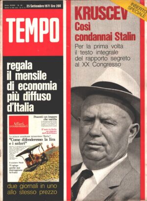 Rivista Tempo n. 39 del 25 Settembre 1971 - In copertina Kruscev (con Inserto)