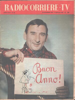 Radiocorriere TV  n. 52 dal 28 Dicembre 1958 - 3 Gennaio 1959 - In copertina Renato Rascel ed. RAI