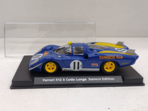 Slot Car Ferrari 512S Coda Lunga Fly Car Model C74 88166 Sunoco Edition 1:32 #11 Modellino Model car Blu Giallo