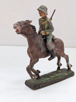 Soldatino Cavaliere Wehrmacht - Lineol Germany Figura in Pasta cm 10 - Vintage anni '30 Masse Figur