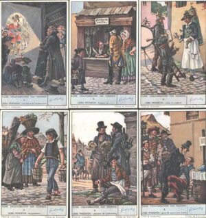 Figurine Liebig - Serie n. 1480 - Kleine Straatambachten Van Voorheen - Edizione Fiamminga 1935