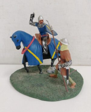 Scontro tra Cavaliere Francese e Fante Inglese - Diorama DANNEGGIATO - Storia e Miniature del Medioevo - Hobby & Work