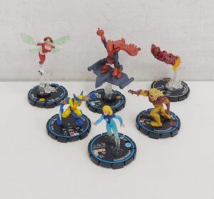 Marvel HeroClix - Lotto n. 6 Mini Figure cm 4 - WizKids (Iron Man Wolverine Wasp Donna invisibile Sabretooth Hobgoblin)