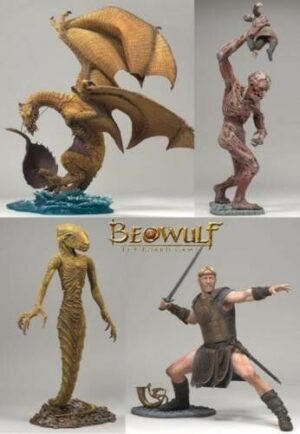 BEOWULF Set Completo 4 Action Figure McFarlane-Dragon,Grendel,young Beowulf,Gren
