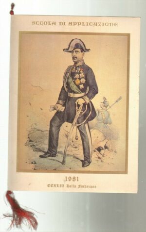 Calendario Scuola di Applicazione anno 1981 con cordoncino. Esercito Italiano
