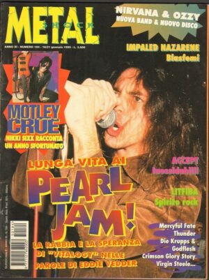 METAL SHOCK anno 1995 n. 184 - Gennaio Pearl Jam, Nirvana & Ozzy, Litfiba