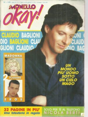 MONELLO OKAY 5 del 1990 con BAGLIONI, CARBONI, MADONNA, JO + POSTER + ALLEGATO