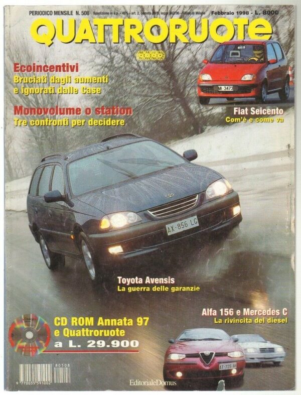 Quattroruote-1998-Febbraio-n-508-Prove-Toyota-Avensis-16-e-20-TD-SW-Mondeo-112817391261