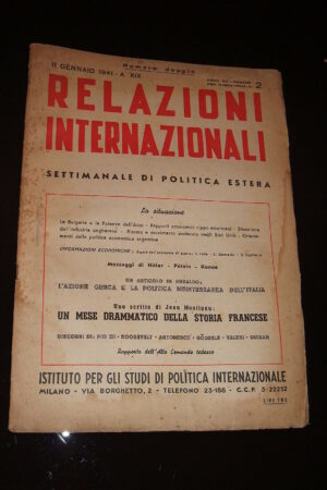 RELAZIONI INTERNAZIONALI anno VII n.2  settimanale politica estera del 1941