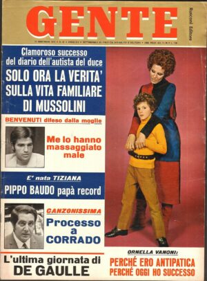 Rivista GENTE Anno 1970 n.47. PROCESSO A CORRADO, SILVANA MANGANO,