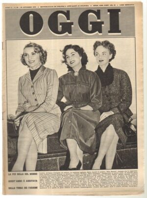 Rivista OGGI Anno 1954 n. 43 del 28 Ottobre - In copertina Antigone Costanda